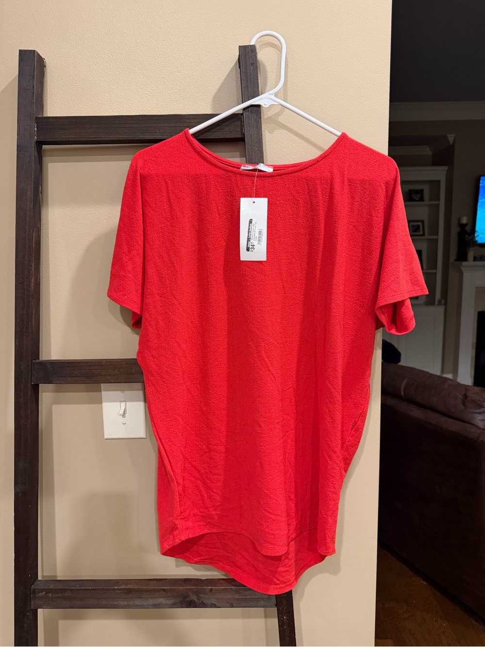 Red Short-Sleeve Women's Top